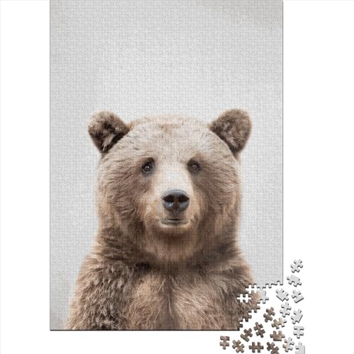 1000-teiliges Puzzle für Kinder, 1000-teiliges Grizzlybär-Puzzle, buntes Puzzle für Teenager, Holzbrett-Puzzle, Spielzeug, Denkspiel, 1000 Teile (75 x 50 cm) von GQmoney