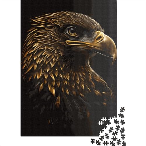 1000-teiliges Puzzle für Kinder, 1000-teiliges Puzzle „Adler Schwarz Gold“, Holzpuzzle für Kinder und Jugendliche, 1000 Teile (75 x 50 cm) von GQmoney