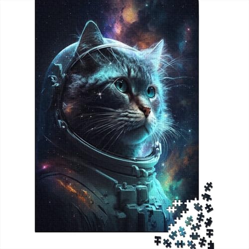 1000-teiliges Puzzle für Kinder, Astronautenkunst, Katzenpuzzle für Kinder, Holzbrettpuzzle, Puzzle für Kinder, Geschenke 1000 Stück (75 x 50 cm) von GQmoney