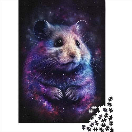 1000-teiliges Puzzle für Kinder, Galaxie-Tier-Hamster, Puzzle für Kinder, Holzpuzzle, dekomprimierendes geistiges Lernspielzeug, 1000 Stück (75 x 50 cm) von GQmoney