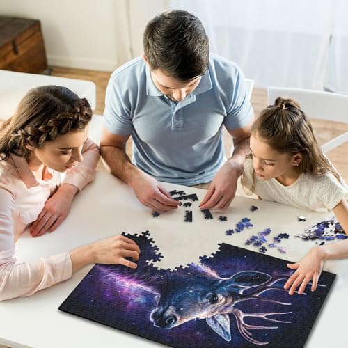 1000-teiliges Puzzle für Kinder, Galaxie-Tier-Hirsch-Puzzle, Puzzle für Erwachsene, Familienunterhaltungsspielzeug, 1000 Stück (75 x 50 cm) von GQmoney