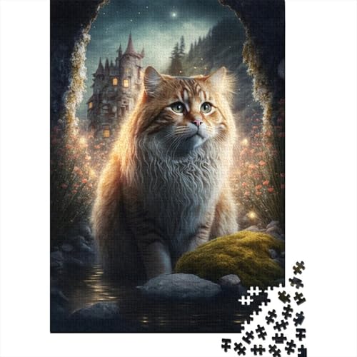 1000-teiliges Puzzle für Kinder, Katzen auf einem fremden Planeten, Puzzle für Kinder, Holzbrett-Puzzle, Puzzle für Kinder, Geschenke 1000 Stück (75 x 50 cm) von GQmoney