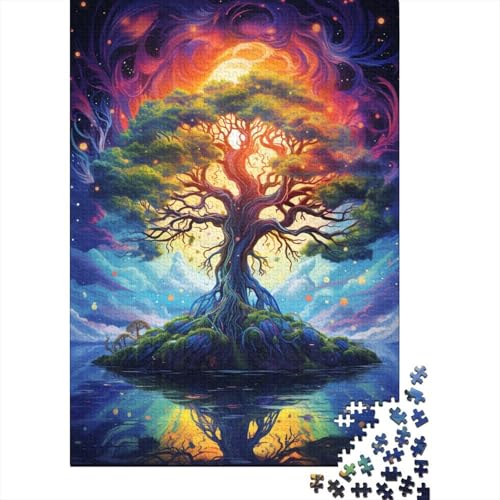 1000-teiliges Puzzle für Kinder, Psychedelischer, farbenfroher Weltenbaum, 1000 Geschenk-Puzzles, Entspannungspuzzles, Teenager-Puzzle, 1000-teilig (75 x 50 cm) von GQmoney