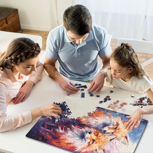 1000-teiliges Puzzle für Kinder, Rotfüchse, Malen, Puzzle-Sets für Familienpuzzles, Brain Challenge-Puzzle 1000-teilig (75 x 50 cm) von GQmoney