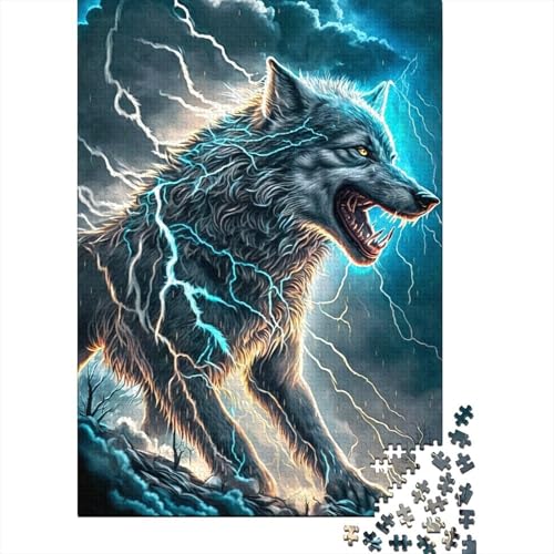 1000-teiliges Puzzle für Kinder, Tierkunst, Wolfspuzzle für Kinder, Holzbrettpuzzle, Puzzle für Kinder, Geschenke 1000 Stück (75 x 50 cm) von GQmoney