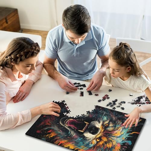 1000-teiliges Puzzle für Kinder, Wolf auf Weltraumhintergrund, Puzzlespiel zum Stressabbau, schwieriges Herausforderungspuzzle für Kinder, 1000 Stück (75 x 50 cm) von GQmoney