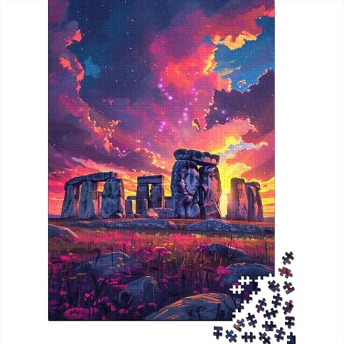 1000-teiliges Puzzle für Kinder, buntes Stonehenge-Puzzle für Kinder, Holzbrett-Puzzle, Puzzle für Kinder, Geschenke 1000 Stück (75 x 50 cm) von GQmoney