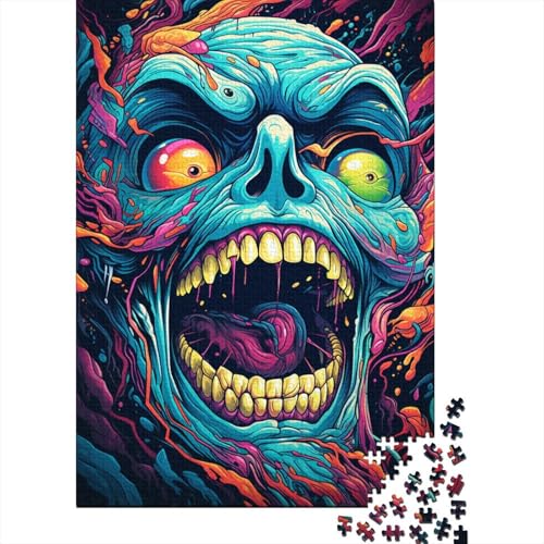 1000-teiliges Puzzle für Kinder, farbenfrohe psychedelische Neon-Totenkopf-Puzzles, stressabbauende Puzzles, einzigartige Heimdekoration und Geschenke, 1000 Stück (75 x 50 cm) von GQmoney