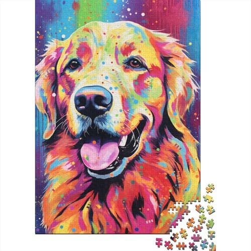 1000-teiliges Puzzle für Kinder, lächelnder Golden Retriever-Hund, kreatives Puzzle für Kinder und Puzzle, Lernspiel für Erwachsene, 1000 Teile (75 x 50 cm) von GQmoney