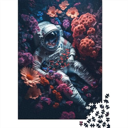 1000-teiliges Puzzle mit Blumen-Astronauten-Motiv, Schwierigkeitsgrad für Erwachsene, entspannendes Spiel, Spielzeug, 1000 Stück (75 x 50 cm) von GQmoney