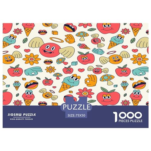 1000-teiliges Puzzle mit Cartoon-Ausdruck, Puzzles für Erwachsene, Lernspiele für zu Hause, DIY-Spielzeug, 1000 Stück (75 x 50 cm) von GQmoney