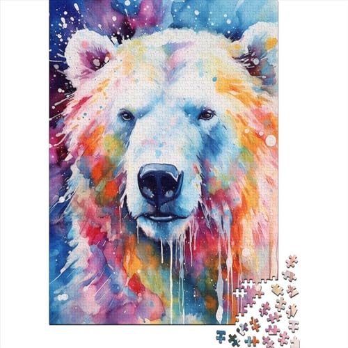 1000-teiliges Puzzle mit Eisbär-Aquarell, Schwierigkeitsgrad für Erwachsene, stärkt die Beziehungen zwischen Familienmitgliedern, 1000 Stück (75 x 50 cm) von GQmoney