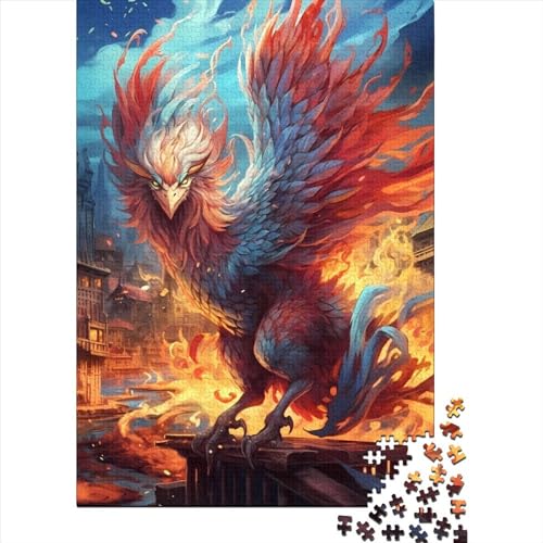 1000-teiliges Puzzle mit Flammen-Phönix, Schwierigkeitsgrad: Puzzle, Lernspiele, Spielzeug, 1000 Stück (75 x 50 cm) von GQmoney