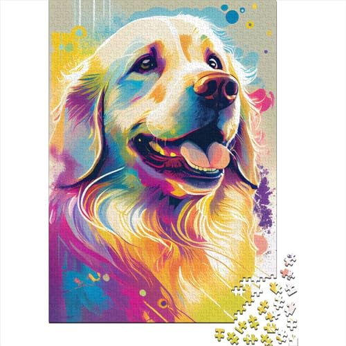 1000-teiliges Puzzle mit Golden Retriever-Motiv, Schwierigkeitsgrad: Puzzle, Lernspiele, Spielzeug, 1000 Stück (75 x 50 cm) von GQmoney