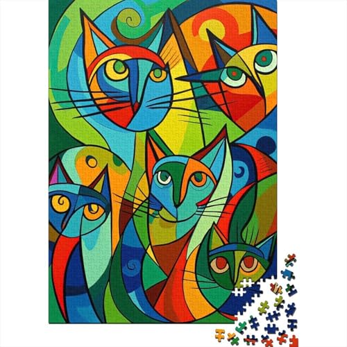 1000-teiliges Puzzle mit Katzen-Abstraktionen, Schwierigkeitsgrad: Puzzle, Lernspiele, Spielzeug, 1000 Stück (75 x 50 cm) von GQmoney