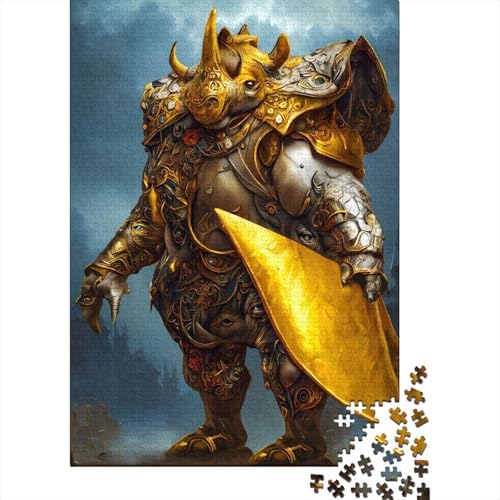 1000-teiliges Puzzle mit Krieger-Rino-Motiv, Schwierigkeitsgrad für Erwachsene, entspannendes Spiel, Spielzeug, 1000 Stück (75 x 50 cm) von GQmoney