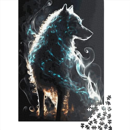 1000-teiliges Puzzle mit Rauchwolf-Motiv für Erwachsene und Teenager für Kinder, Lernspiel, Herausforderungsspielzeug, Familie, 1000 Teile (75 x 50 cm) von GQmoney