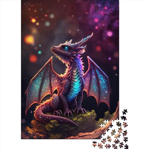 1000-teiliges Puzzle mit Regenbogen-Drachenjunges für Erwachsene Teenager, Holzpuzzle für Erwachsene, Lernspielzeug, 1000 Stück (75 x 50 cm) von GQmoney