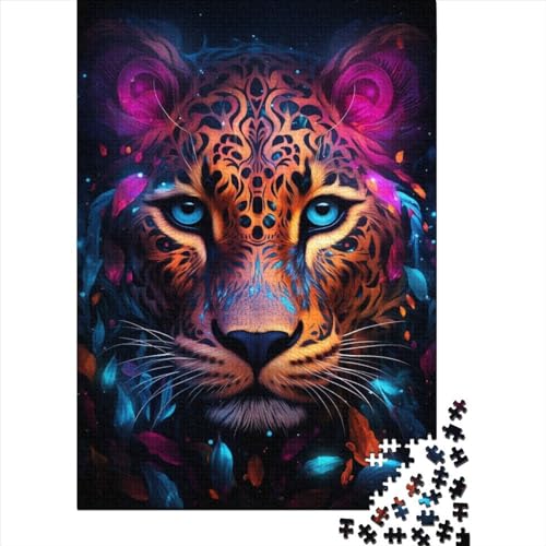 1000-teiliges Puzzle mit Tier- und Leopardenmotiv, für Kinder und Erwachsene, aus Holz, Lernspiele für Zuhause, DIY-Spielzeug, 1000 Stück (75 x 50 cm) von GQmoney