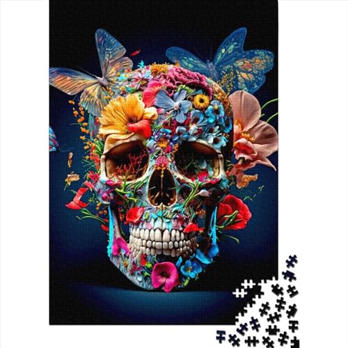 1000-teiliges Puzzle mit Totenkopf-Motiv, Schwierigkeitsgrad: Puzzle, Lernspiel, Spielzeug, 1000 Stück (75 x 50 cm) von GQmoney