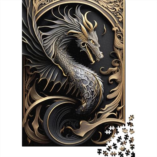 1000-teiliges Puzzle mit goldenen Drachenflügeln, Schwierigkeitsgrad für Erwachsene, entspannendes Spiel, Spielzeug, 1000 Teile (75 x 50 cm) von GQmoney