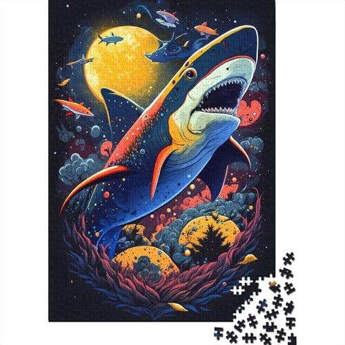 1000-teiliges Puzzle mit übernatürlichen Kräften des Hais, Schwierigkeitsgrad für Erwachsene, entspannendes Spiel, Spielzeug, 1000 Teile (75 x 50 cm) von GQmoney