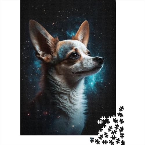 1000-teiliges Puzzlespiel „Galaxie, bunter Chihuahua“, Puzzle für Kinder, Holzbrett-Puzzle, Heimdekoration, 1000 Stück (75 x 50 cm) von GQmoney