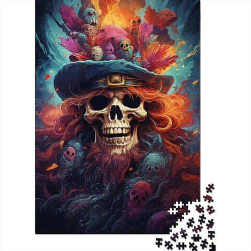 1000-teiliges Puzzlespiel „Totenkopf-Malerei“, quadratisches Holzpuzzle, Lernspielzeug, Puzzle, einzigartige Herausforderungsspiele, 1000 Teile (75 x 50 cm) von GQmoney