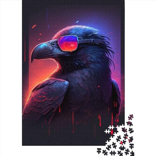 1000-teiliges Retrowave Crow-Puzzle für Erwachsene und Teenager. Puzzle für Erwachsene und Teenager. Lernspiele für zu Hause. DIY-Spielzeug. 1000 Teile (75 x 50 cm) von GQmoney