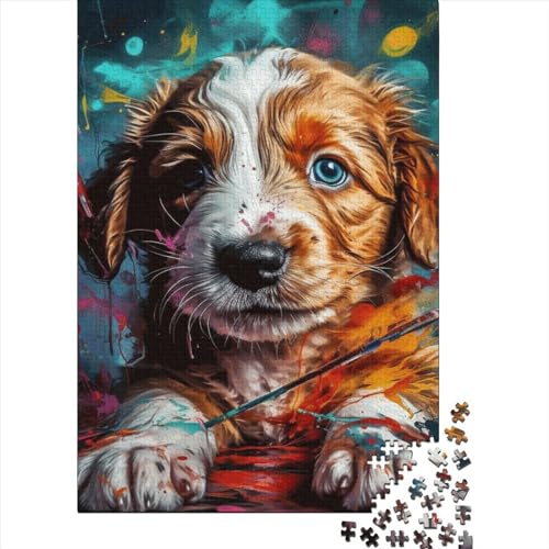 1000-teiliges Tier-/Hunde-Puzzle für Kinder und Erwachsene, Holzpuzzle, Lernspiele für Zuhause, DIY-Spielzeug, 1000 Stück (75 x 50 cm) von GQmoney