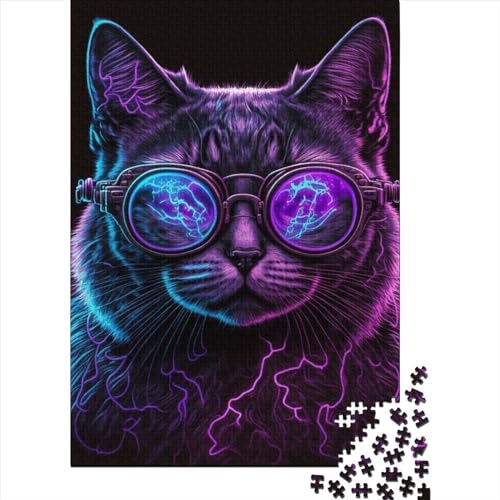 1000-teiliges künstlerisches Feline-Funk-Puzzle, Schwierigkeitsgrad für Erwachsene, stärkt die Beziehungen zwischen Familienmitgliedern, 1000 Stück (75 x 50 cm) von GQmoney