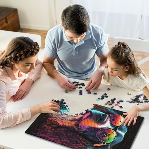 1000-teiliges rechteckiges Puzzle für Kinder, Kunst, Bunte Hunde, kreative Puzzle-Herausforderung, Spielzeug-Puzzles für Kinder, 1000 Stück (75 x 50 cm) von GQmoney