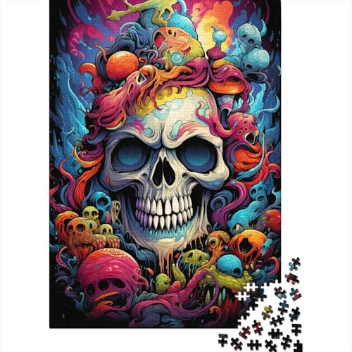 300 Puzzles für Kinder, 300-teiliges Puzzle, 300-teiliges Puzzle, Malerei, Bunte Totenkopfkunst, Holzpuzzle, 300 Teile (40 x 28 cm) von GQmoney