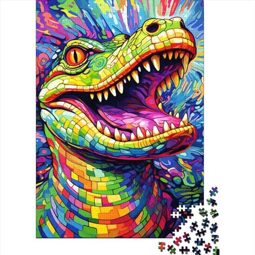 300-teiliges Art-Krokodil-Puzzle für Kinder und Teenager. Gelegenheitsspiele, Puzzle, Lernspiel, Herausforderungsspielzeug, 300 Teile (40 x 28 cm) von GQmoney