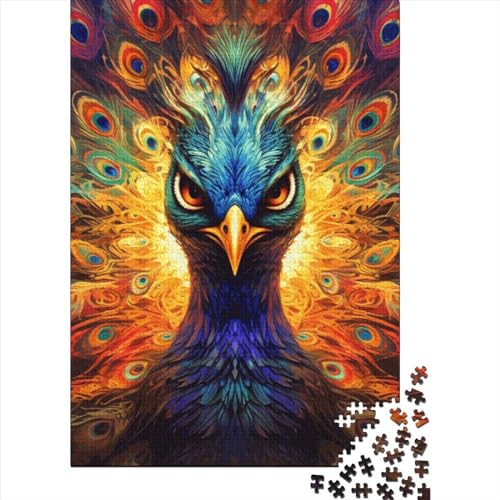 300-teiliges Kunst-Tier-Pfauen-Puzzle für Kinder, Holzpuzzle für Kinder und Teenager, Puzzle für Kinder, 300 Teile (40 x 28 cm) von GQmoney