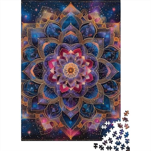 300-teiliges Mandala-Blumen-Puzzle für Erwachsene Teenager, Holzpuzzle, Puzzle für Erwachsene, Lernspielzeug, 300 Stück (40 x 28 cm) von GQmoney