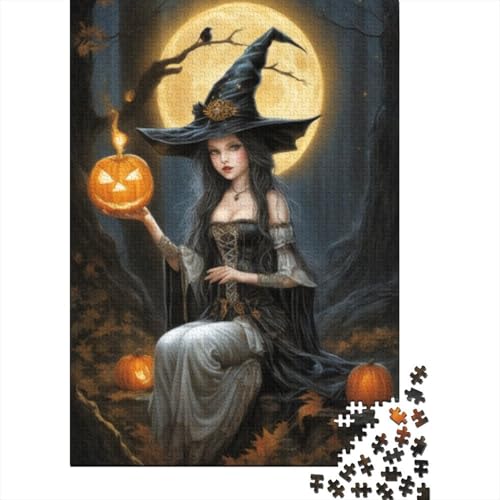 300-teiliges Puzzle, Halloween-Cartoon-Mädchen, kreatives quadratisches Puzzle für Erwachsene und Holzpuzzle, Spielzeug, Denkspiel, 300 Teile (40 x 28 cm) von GQmoney