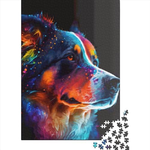 300-teiliges Puzzle, Hunde-Neon-Tierpuzzle für Kinder, Holzbrettpuzzle, interessantes Puzzle zur Stressreduzierung, 300 Teile (40 x 28 cm) von GQmoney