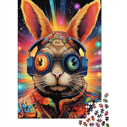 300-teiliges Puzzle, Kunst-Kaninchen-Puzzle für Erwachsene, Holzbrett-Puzzle, interessantes Puzzle zur Stressreduzierung, 300 Teile (40 x 28 cm) von GQmoney