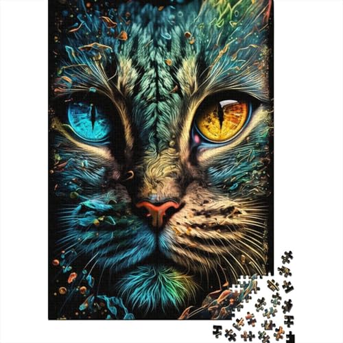 300-teiliges Puzzle, Porträt Einer schönen Katze, rechteckiges Puzzle, schwieriges und anspruchsvolles Holzbrett-Puzzle, 300 Teile (40 x 28 cm) von GQmoney