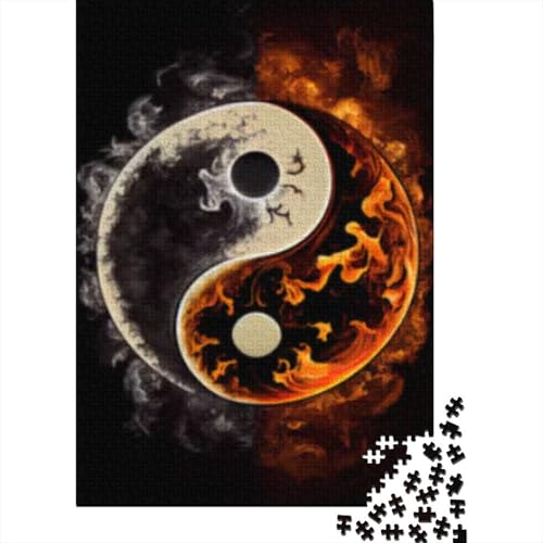 300-teiliges Puzzle, Schatten, Flamme, Yin und Yang, quadratische Puzzles für Erwachsene und Holzpuzzles, Lernspielzeug, Familienspiele, 300 Teile (40 x 28 cm) von GQmoney