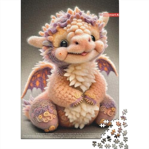 300-teiliges Puzzle, süße Baby-Drachen, kreatives quadratisches Puzzle für Erwachsene und Holzpuzzle, Spielzeug, Denkspiel, 300 Teile (40 x 28 cm) von GQmoney