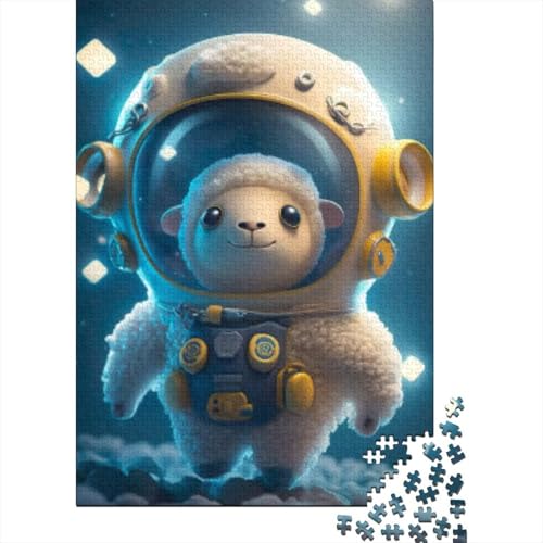 300-teiliges Puzzle „Astronauten-Weltraumschaf“, quadratisches Puzzle für Erwachsene und Holzpuzzle, Heimdekoration, Puzzle 300 Teile (40 x 28 cm) von GQmoney