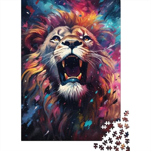 300-teiliges Puzzle „Bunte Psychedelia of Space Lion“ – Kreatives 300-teiliges Puzzle für Weihnachts- und Geburtstagsgeschenke, 300 Teile (40 x 28 cm) von GQmoney