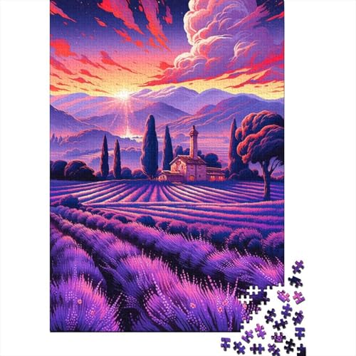 300-teiliges Puzzle „Lavendelfelder in der Provence, Frankreich“ 16, für Kinder und Jugendliche, Holzbrett-Puzzle, Spielzeug, Denkspiel, 300 Teile (40 x 28 cm) von GQmoney