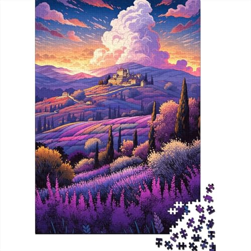 300-teiliges Puzzle „Lavendelfelder in der Provence, Frankreich“ 30 Puzzles für Kinder und Jugendliche, Holzbrett-Puzzle, Spielzeug, Denkspiel, 300 Teile (40 x 28 cm) von GQmoney