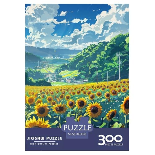 300-teiliges Puzzle „Sonnenblumenfeld“, Puzzle für Kinder, Brettpuzzle, anspruchsvolles Spiel, 300 Teile (40 x 28 cm) von GQmoney