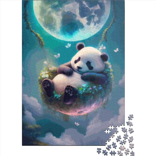 300-teiliges Puzzle „Verzauberter Panda“ für Kinder, Holzpuzzle für Kinder und Jugendliche, nachhaltiges Puzzle | Spiele 300 Teile (40 x 28 cm) von GQmoney