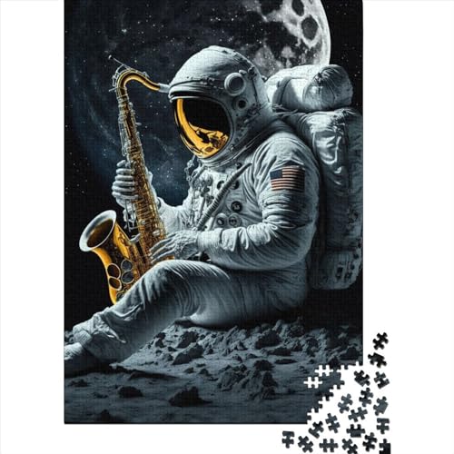 300-teiliges Puzzle für Erwachsene, 300-teiliges Astronauten-Saxophon-Puzzle für Erwachsene, schwieriges und herausforderndes Spiel, 300 Teile (40 x 28 cm) von GQmoney