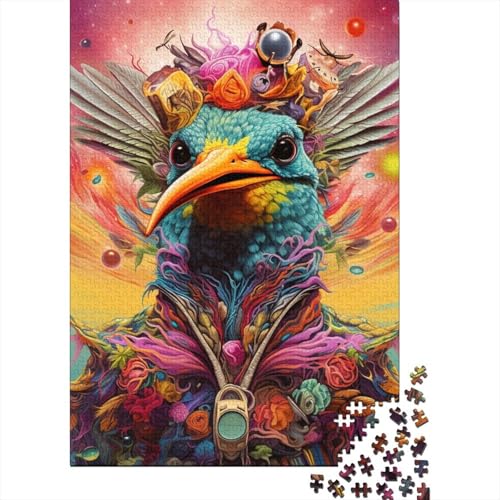 300-teiliges Puzzle für Erwachsene, 300-teiliges psychedelisches Kolibri-Puzzle für Teenager, Holzbrett-Puzzle, Spielzeug, Denkspiel, 300 Teile (40 x 28 cm) von GQmoney